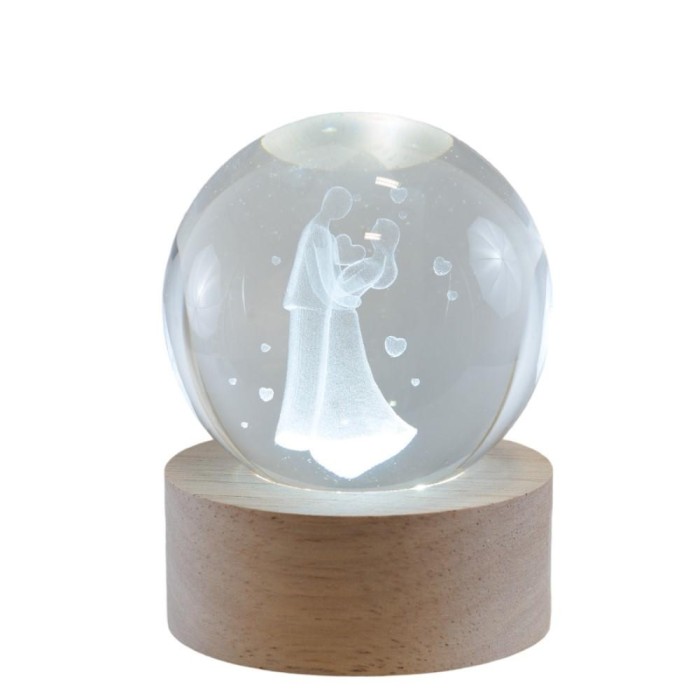 LAMPADA GLOBO COPPIA SPOSI H.8 CON BASE E BOX